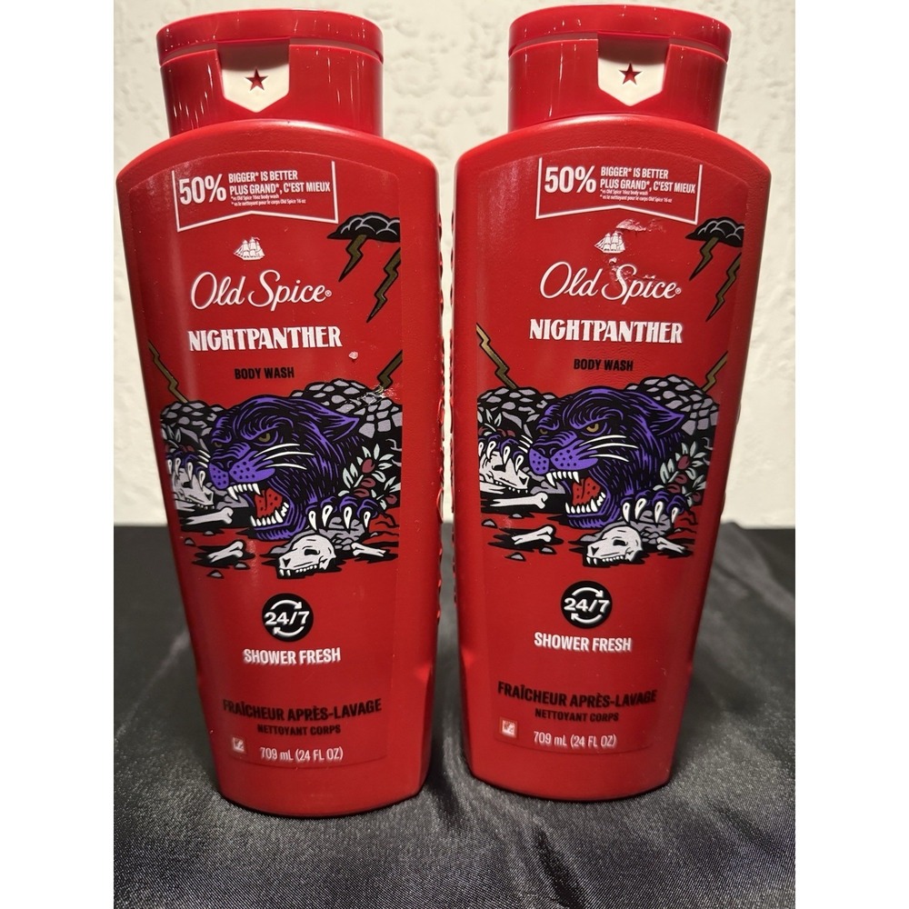 Old Spice Nightpanther Body Wash 24/7 Shower Fresh 24 Fl oz Each - 2 Pack